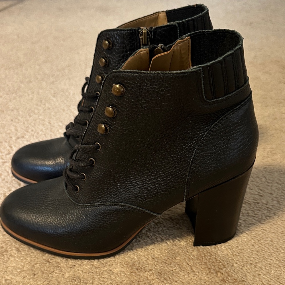 Black Leather Ankle Boots